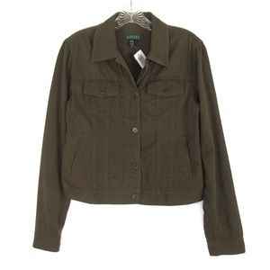 LAUREN RALPH LAUREN Olive Green Cotton Twill Jacket Women’s Size Small
